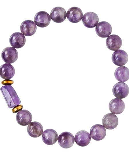 Amethyst Tumbler Bracelet for Women Men's Gifts - Protection Healing Crystal Bracelet - 8mm Gemstone Beaded Adjustable