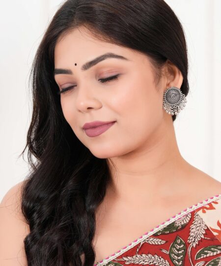 Earrings for Women Traditional Silver AZ838-OXidised Jhumka Set | German Silver Chand Baliyan & Jhumkas Earrings | Birthday & Anniversary Gift -AZ838-OX-ER32