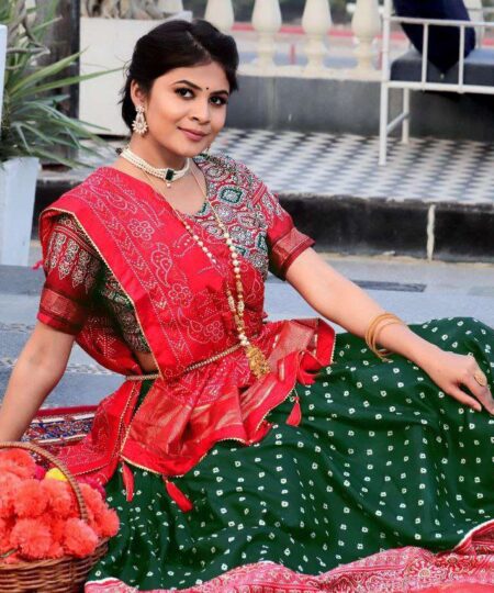 Women's Traditional Bandhani Ghagra Choli with Dupatta ? Navratri & Festive Wear