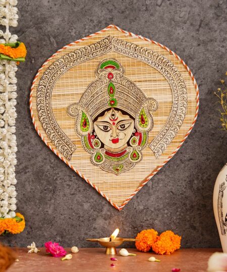 Bamboo Hand Crafted Leaf Design Wall Hangings Of Durga Ji For Home Decor | Bamboo Art For Wall Decor
