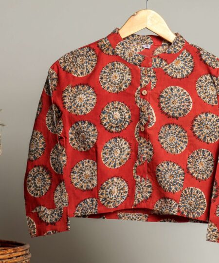 Handmade Block Print Cotton for Women ? Ethnic Floral Printed Top with Long Sleeves