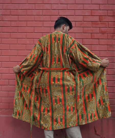 Womens Red Green Velvet Embroidered Jacket with Floral Design