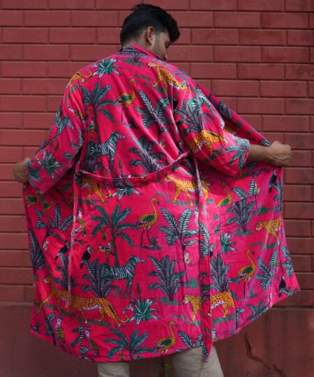 Womens Pink Velvet Embroidered Jacket with Floral Design