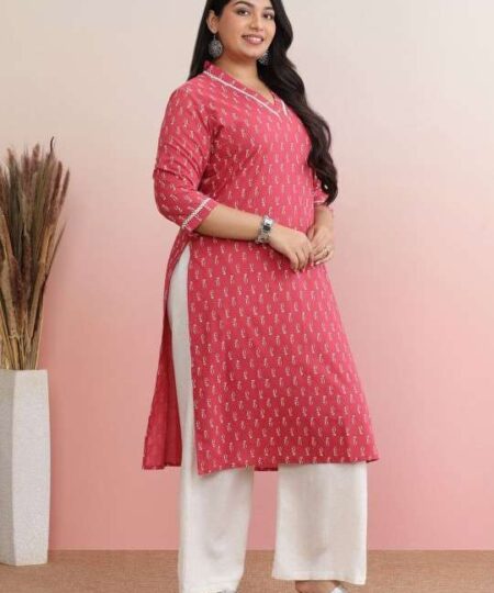 Women's Rayon Printed Straight Kurti With Pant Set
